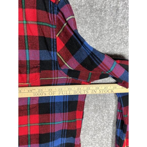American Eagle Flannel Shirt Men Size XL Red‎ Blue Plaid Classic Fit Button Up - Picture 5 of 6